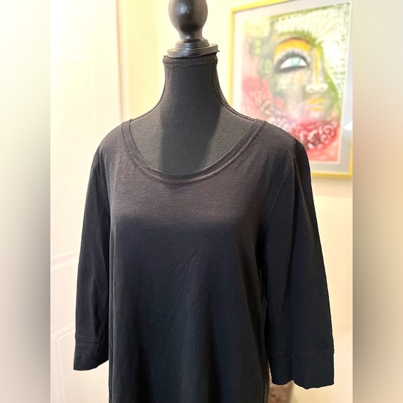 🆒🖤Massimo Supply Co. Long black  tunic top w/ round neck & 3/4 sleeves - Picture 6 of 9